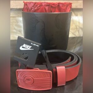 Nike Dunk Belt Synthetic RED Leather with Metal Buckle M(34-36)Sunburst
